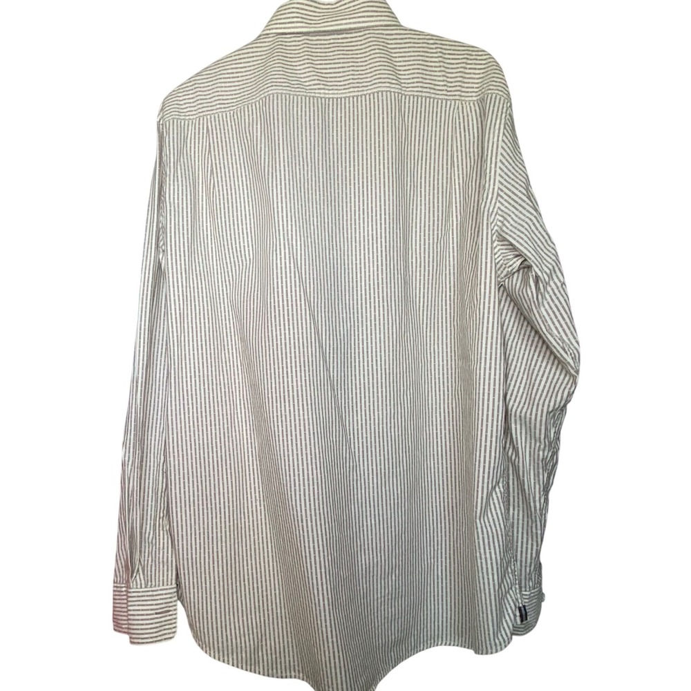 Black Brown 1826 Mens Striped Button Down Shirt XL Work Casual Office - Picture 8 of 9